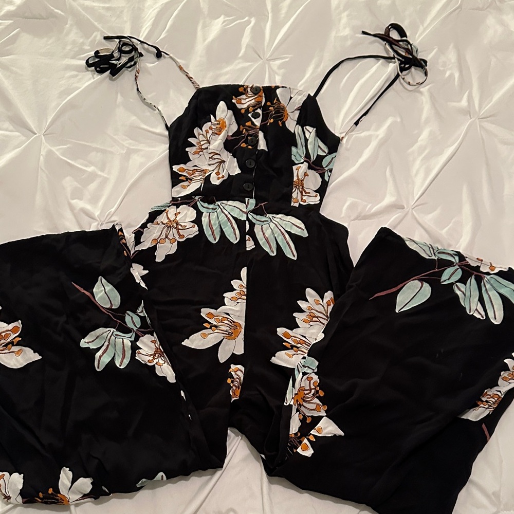 A Classy Chic Boutique Black Floral Jumpsuit